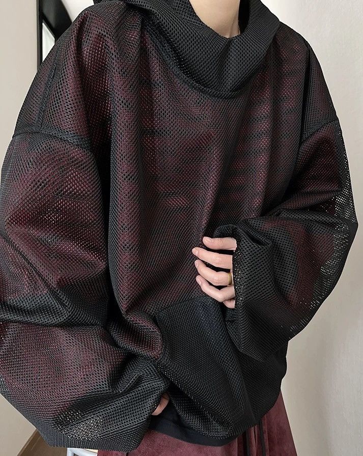 Japanese Brand × Vintage Avant garde punk double layer gothic letters mesh hoodie Size US XXL / EU 58 / 5 - 3 Thumbnail