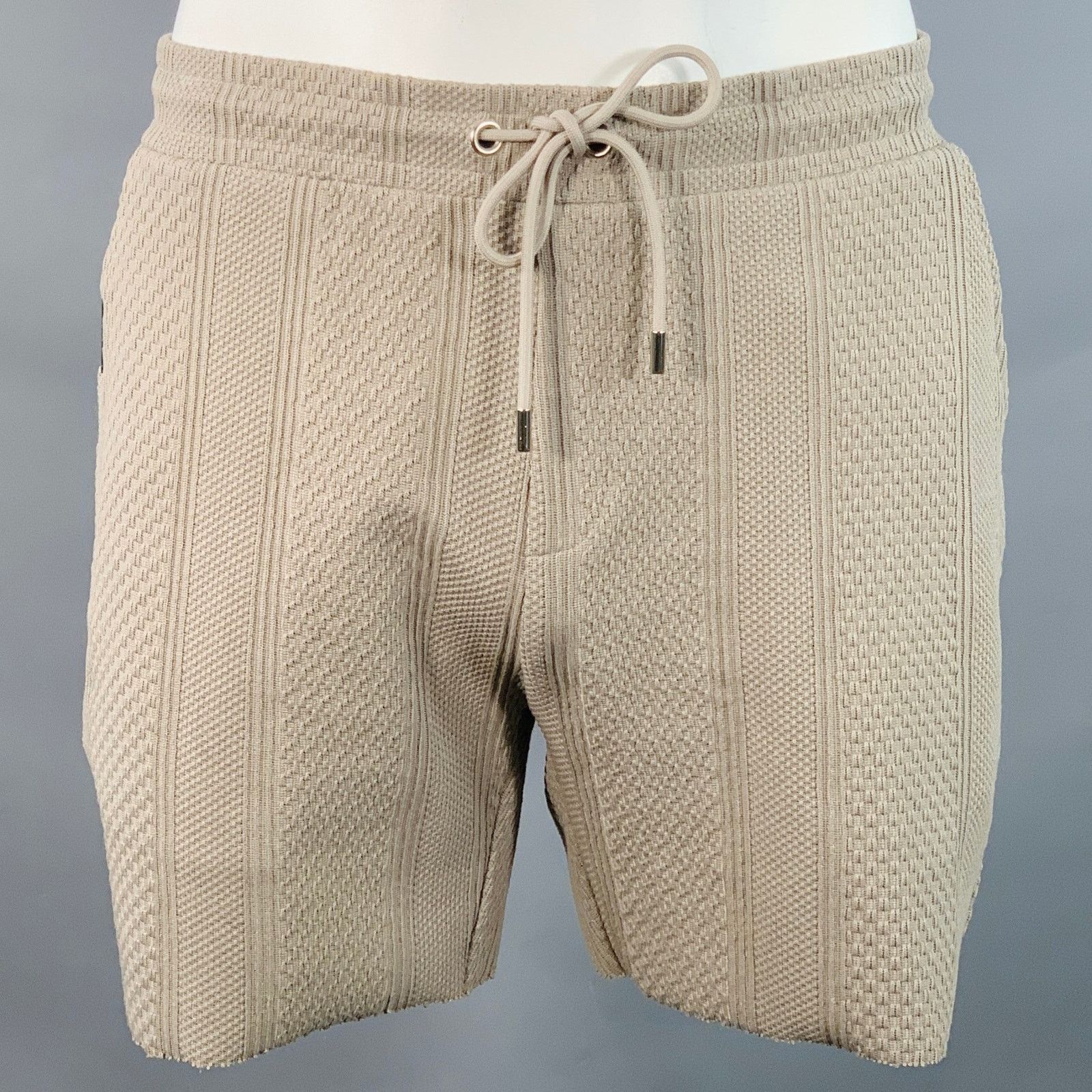 Other 36 Tan Textured Stripe Polyester Blend Zip Fly Drawstring Size US 36 / EU 52 - 1 Thumbnail
