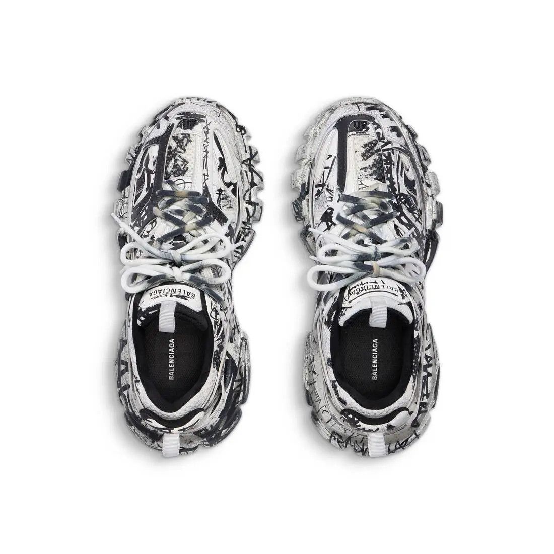 Balenciaga o1w1db10925 Track Graffiti Sneakers in White/Black Size US 13 / EU 46 - 5 Thumbnail