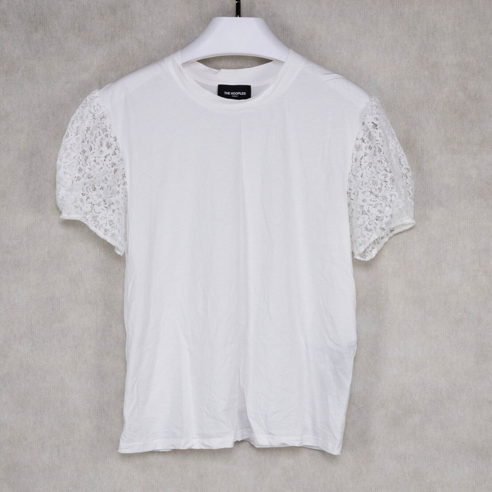 The Kooples The Kooples Lace Sleeve T-Shirt White Size 3/L (Pre-owned) Size L / US 10 / IT 46 - 1 Thumbnail