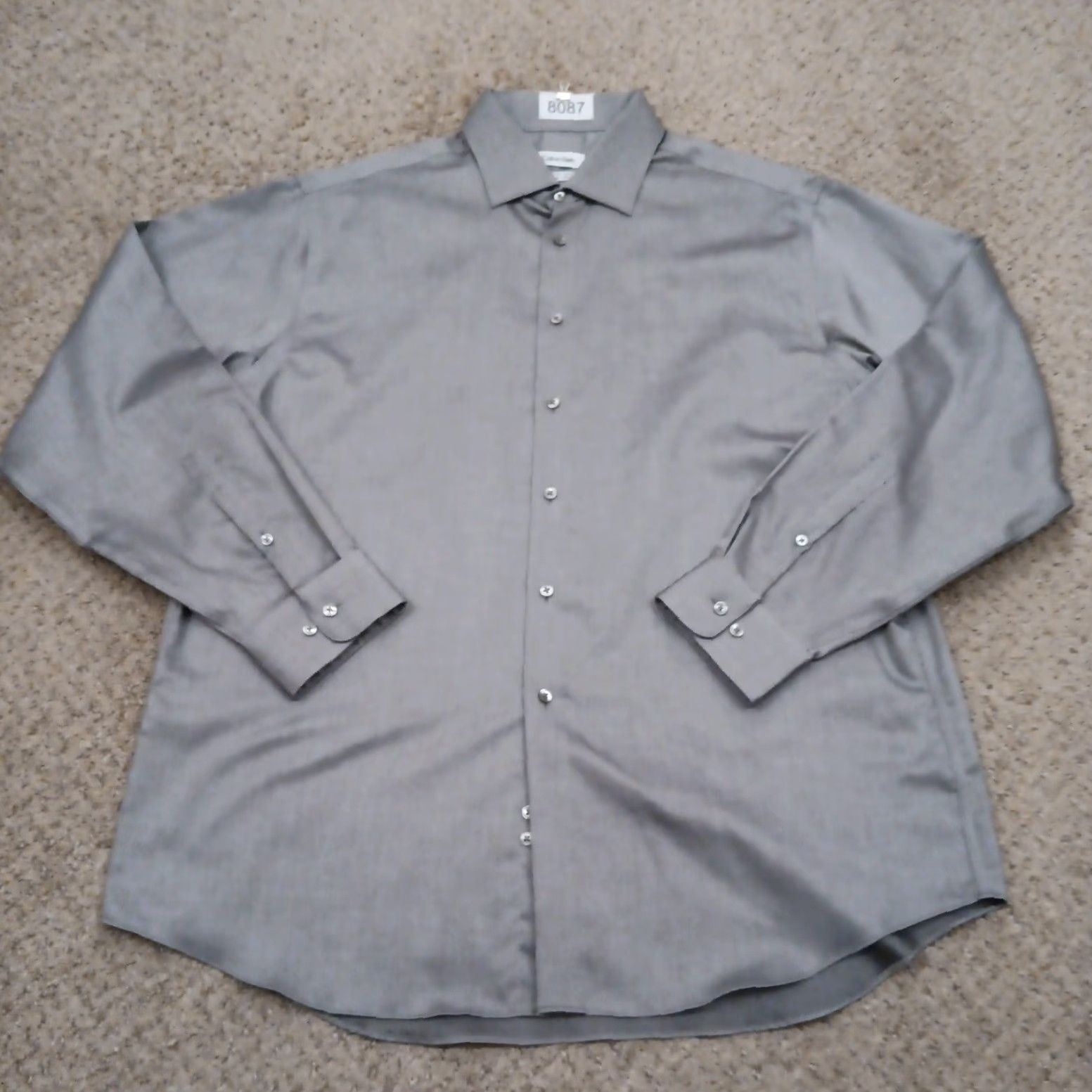 Calvin Klein Calvin Klein Shirt Men Size 17 Gray Classic Fit Long Sleeve Button Up Size US XL / EU 56 / 4 - 2 Thumbnail