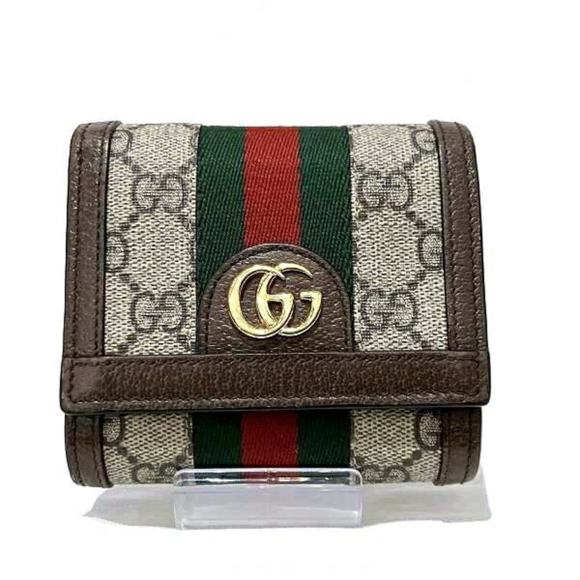 image of Gucci GG Supreme Sherry Line 598662 Trifold Wallet Women's in White
