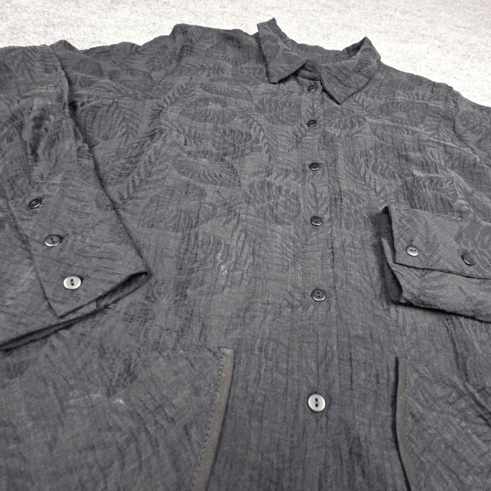 Vintage GERSHON BRAM Alice Shirt Women's Large Black Button Up Textured Knit Viscose NWT Size L / US 10 / IT 46 - 4 Thumbnail