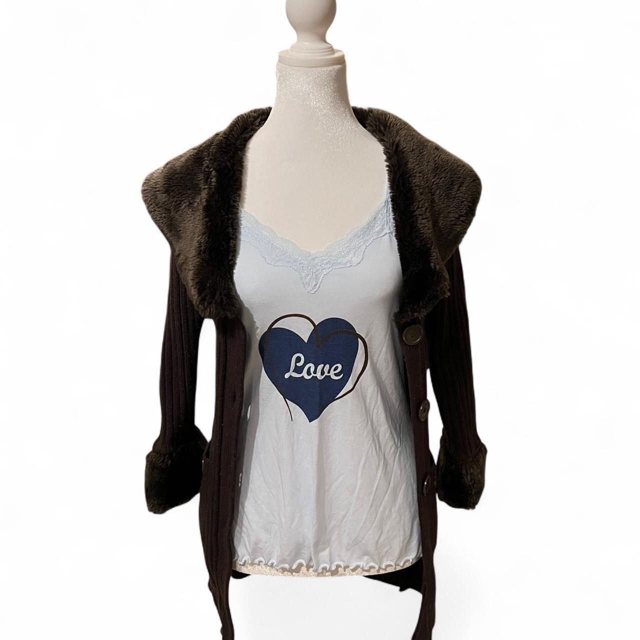 Other Brown faux fur trim long cardigan Size S / US 4 / IT 40 - 5 Thumbnail