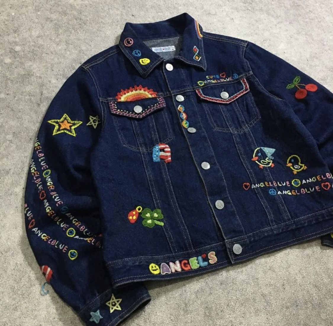 Angel Blue × Hysteric Glamour × Japanese Brand 💥1990s Angel Blue💥 - Embroidery Denim Jacket Size US M / EU 48-50 / 2 - 2 Thumbnail