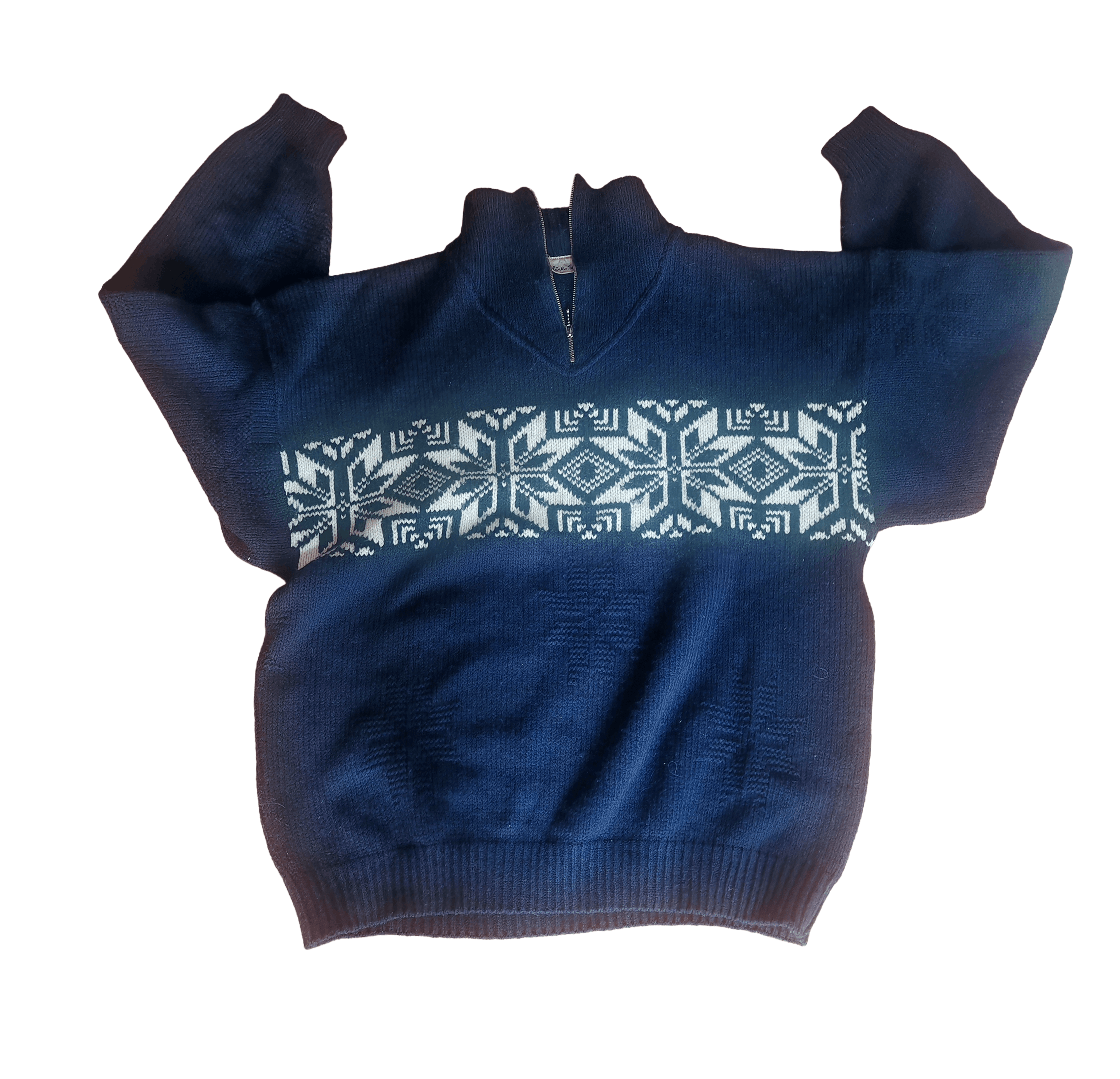Other Vintage 90s Navy Blue Men's Sweater Zip Up Neck Size US L / EU 52-54 / 3 - 3 Thumbnail