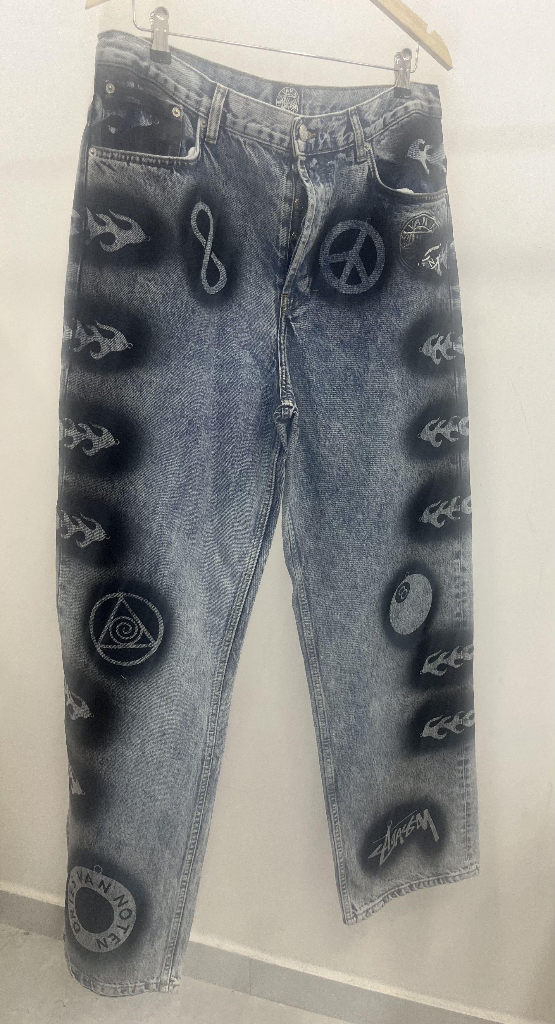 Dries Van Noten × Stussy Stussy x Dries Van noten stencil jeans Size US 34 / EU 50 - 10 Thumbnail