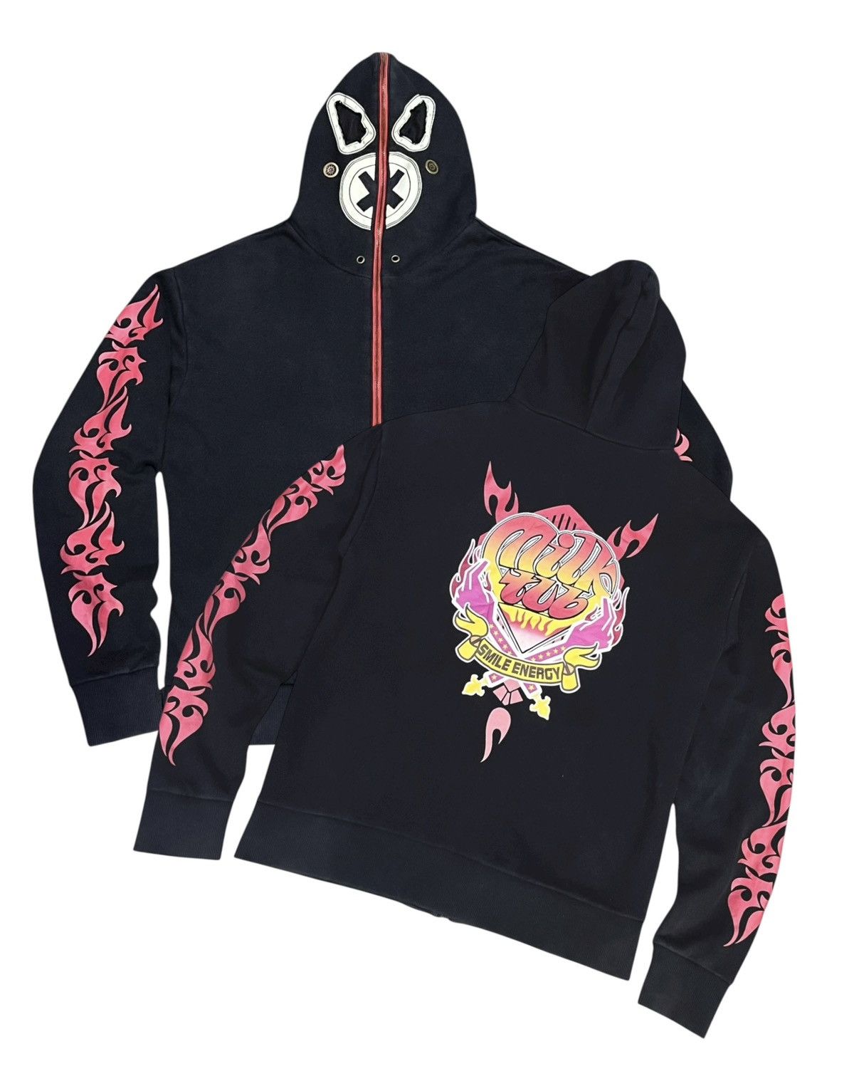 Tribal Streetwear Vintage Milk Tub Mask Full Zip Glow Hoodie Tribal Punk Japan Size US M / EU 48-50 / 2 - 5 Thumbnail