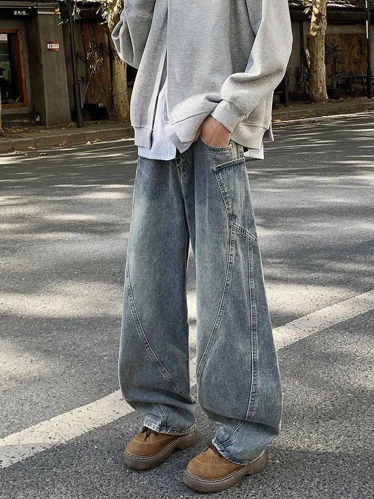 Japanese Brand Retro loose fit patchwork wide leg jeans Size US 32 / EU 48 - 3 Thumbnail