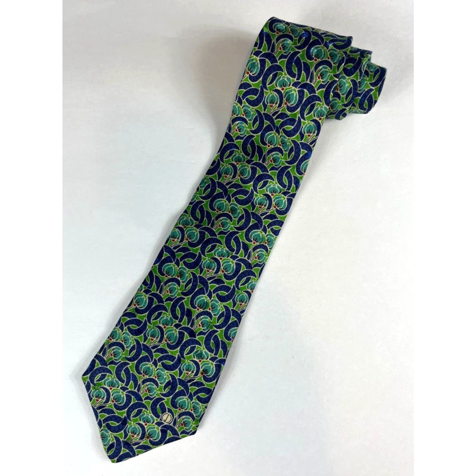 Vintage Dunhill Men's Floral Tie Linen Silk Blend Made in Italy Size ONE SIZE - 2 Thumbnail