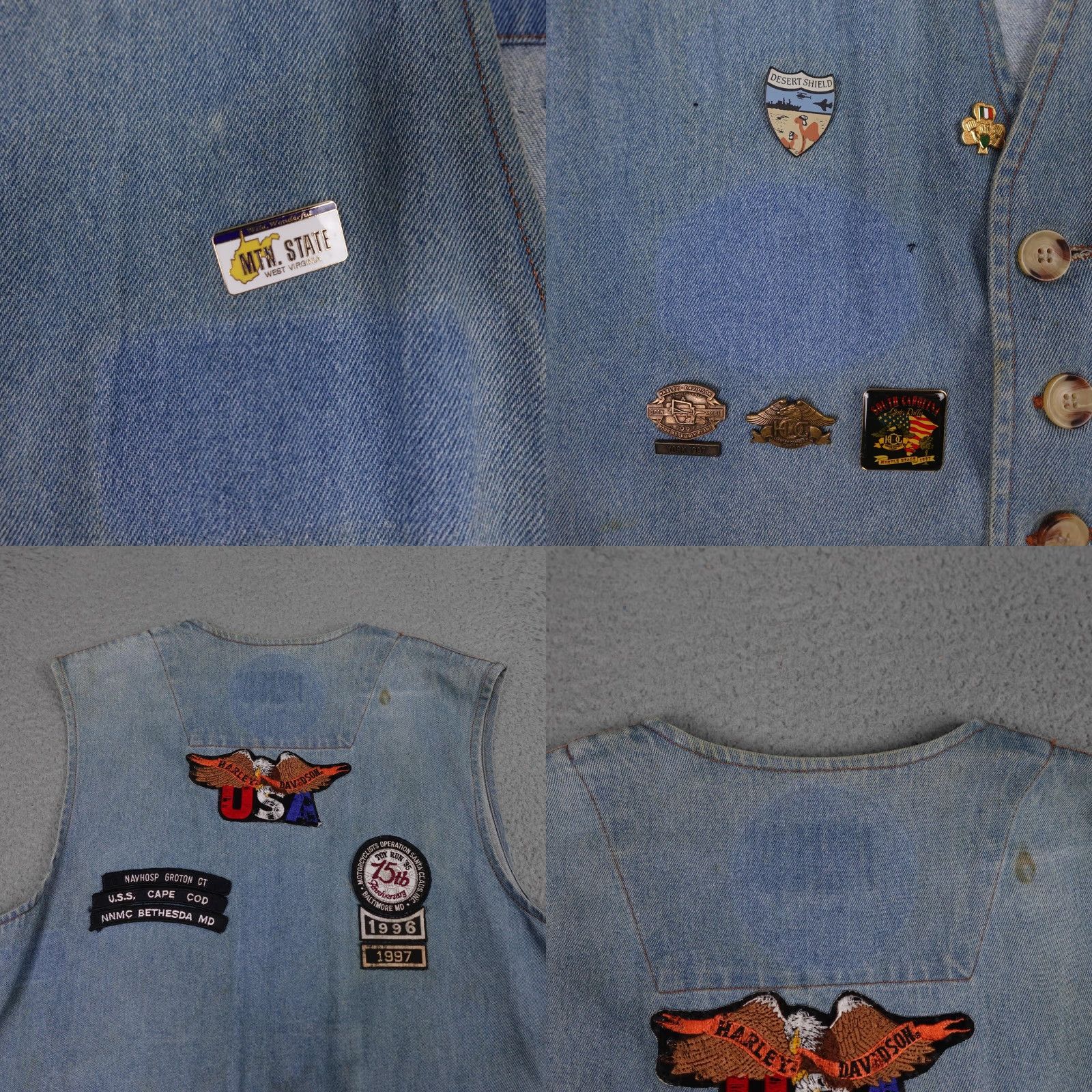 Propper VINTAGE Denim Vest Mens M Blue Biker Pins Patches Club 90s Motorcycle Denim Vest Mens Blue Size US M / EU 48-50 / 2 - 8 Thumbnail