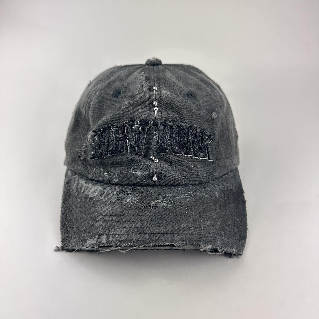Other ASTROBOI* 'Kinky' NYC Black Distressed Pierced .5 Visor Hat Size ONE SIZE - 1 Thumbnail