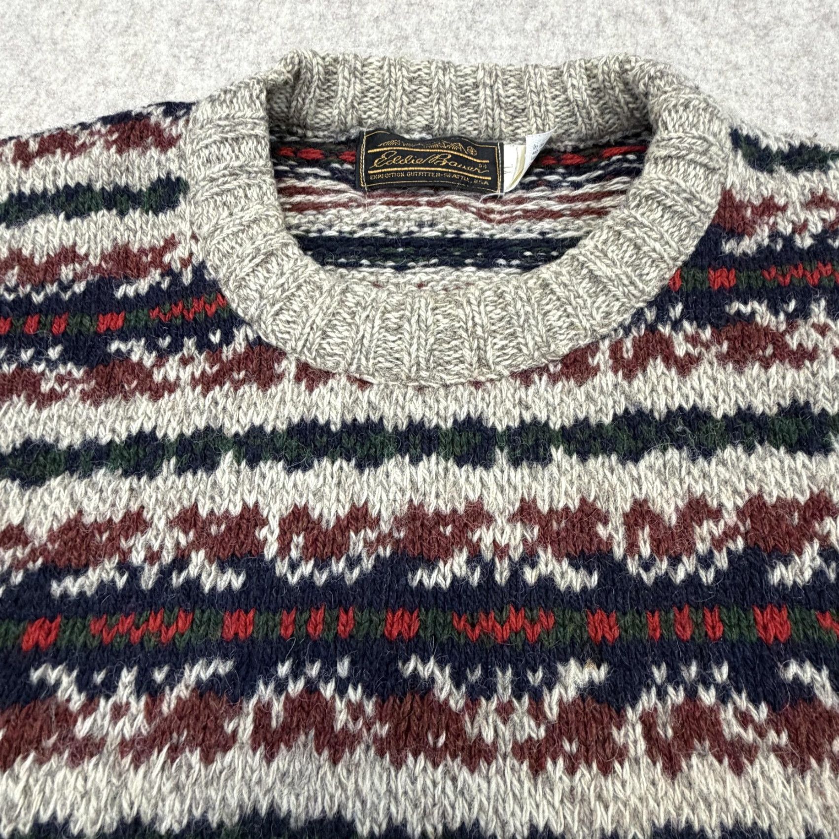 Eddie Bauer VINTAGE Eddie Bauer Sweater Mens Large Ragg Wool Fair Isle Knit Made USA 90s Shortlist Size US L / EU 52-54 / 3 - 6 Thumbnail