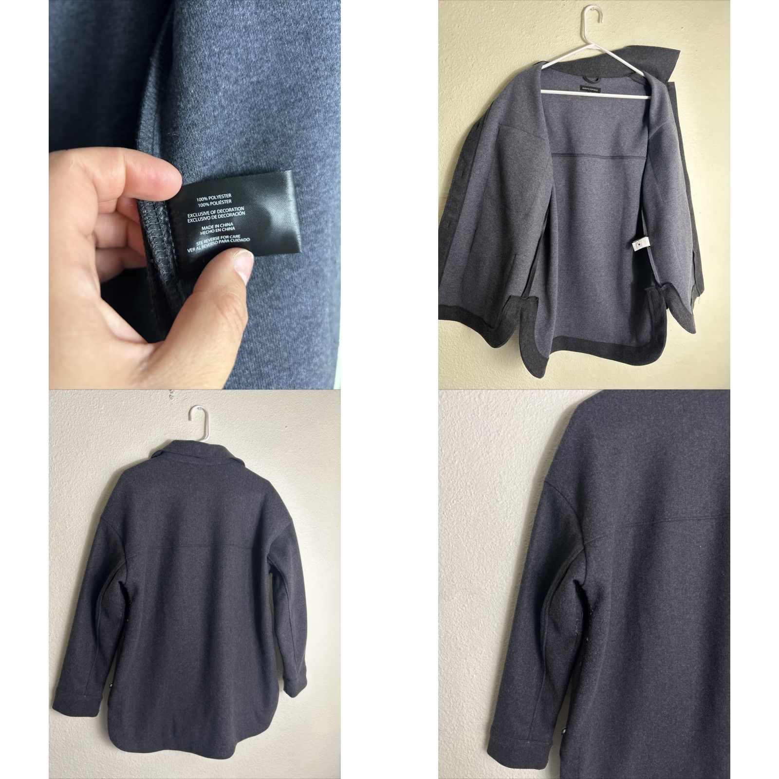 Banana Republic VINTAGE Banana Republic Womens Medium Button Up Over Coat Polyester Charcoal Size M / US 6-8 / IT 42-44 - 8 Thumbnail