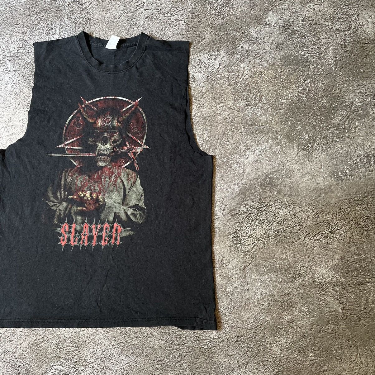 Vintage Vintage 90s Slayer Graphic Tee Faded Black Punk Horror M Size US M / EU 48-50 / 2 - 3 Thumbnail