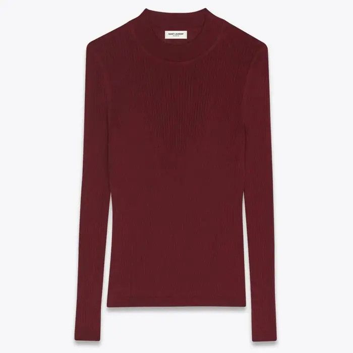 Saint Laurent Paris o1bcso1str1124 Sweater In Ribbed Cashmere in Red Size US XL / EU 56 / 4 - 1 Thumbnail