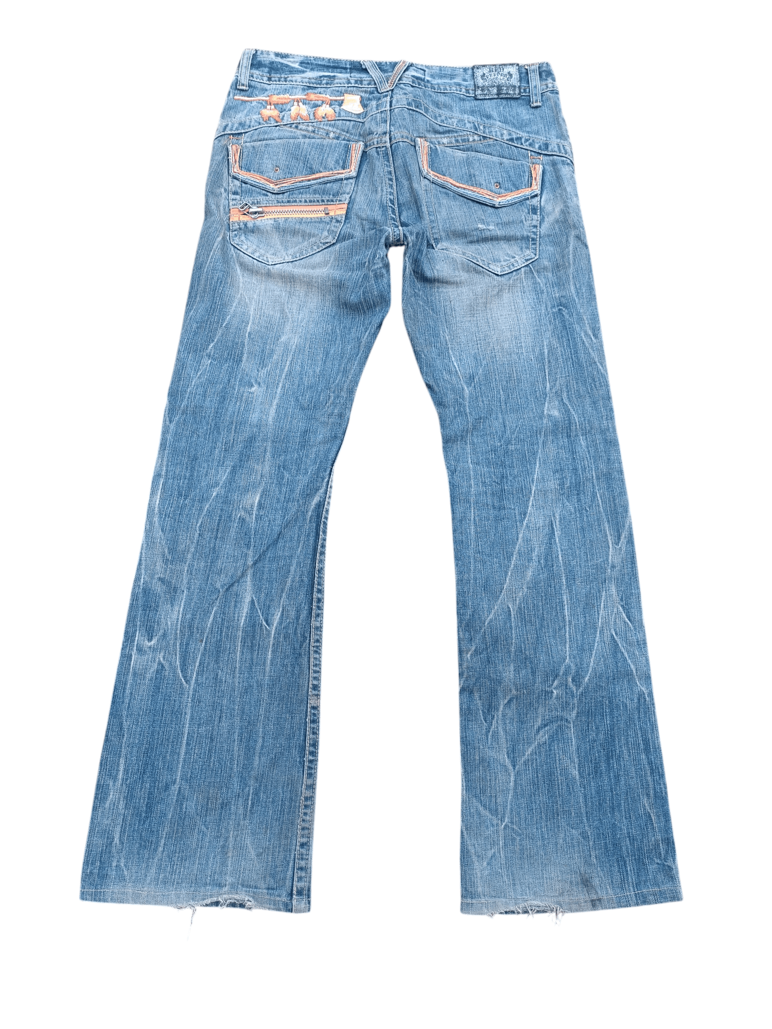 Japanese Brand FLARED Red Pepper Whiskers Low Rise Boot Cut Size US 35 - 5 Thumbnail