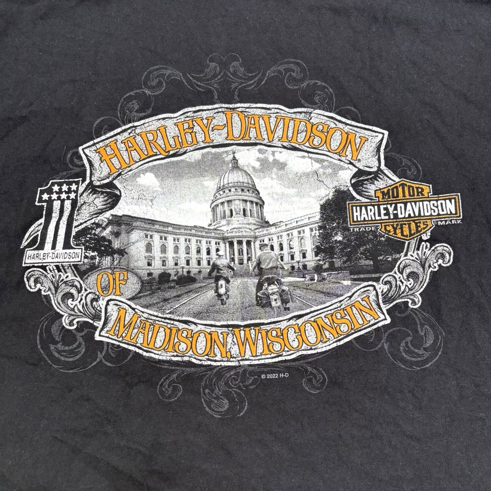Harley Davidson HARLEY-DAVIDSON T-Shirt Men L Madison WI City Graphic Double-Sided Live Free Black Crew Neck Graphic Print Size US L / EU 52-54 / 3 - 6 Thumbnail