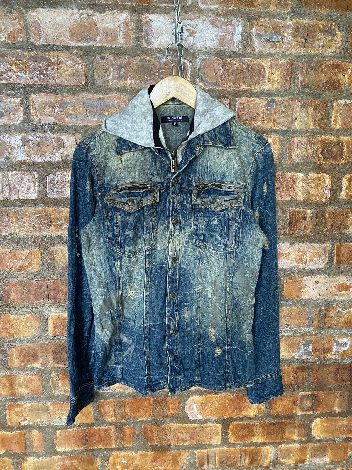 In The Attic Distressed mud wash zipper hoodie Punk button up Size US M / EU 48-50 / 2 - 2 Thumbnail