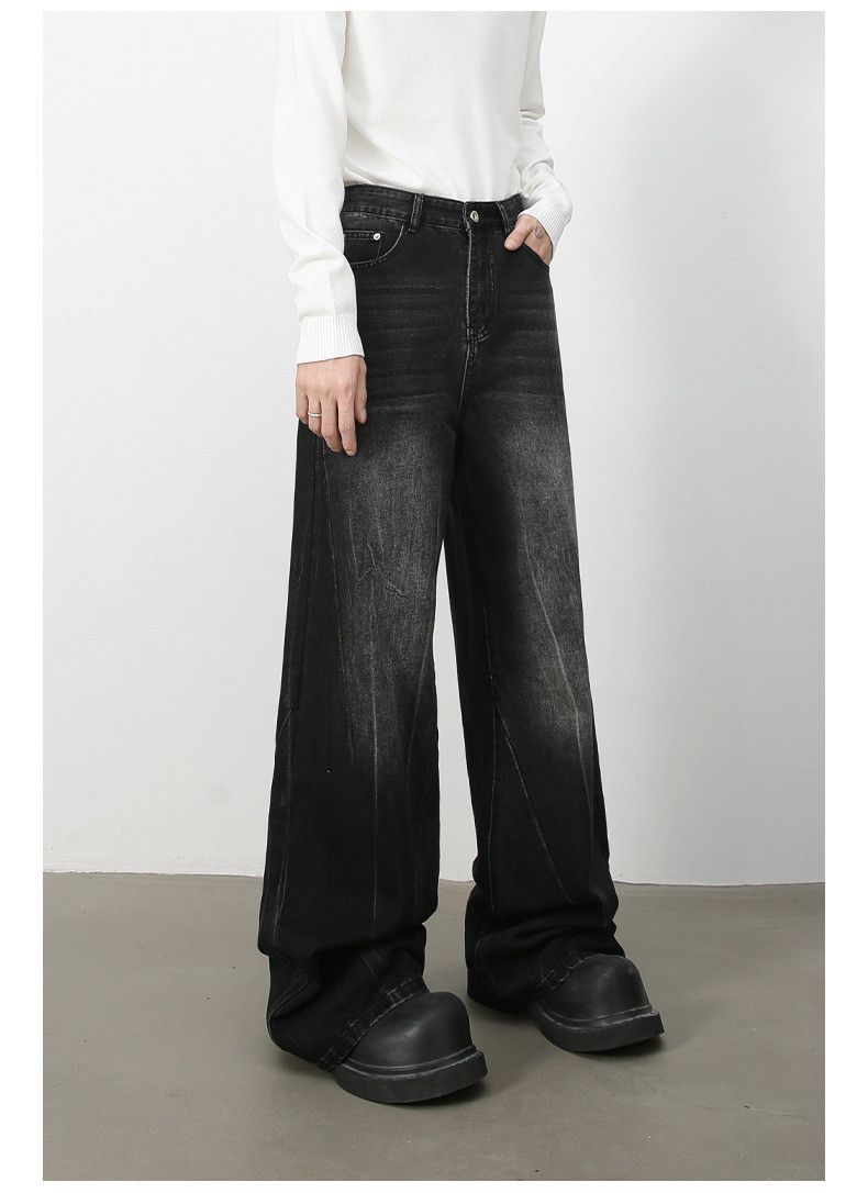 Japanese Brand × Jean Washed vintage distressed men's loose straight jeans Size US 34 / EU 50 - 5 Thumbnail