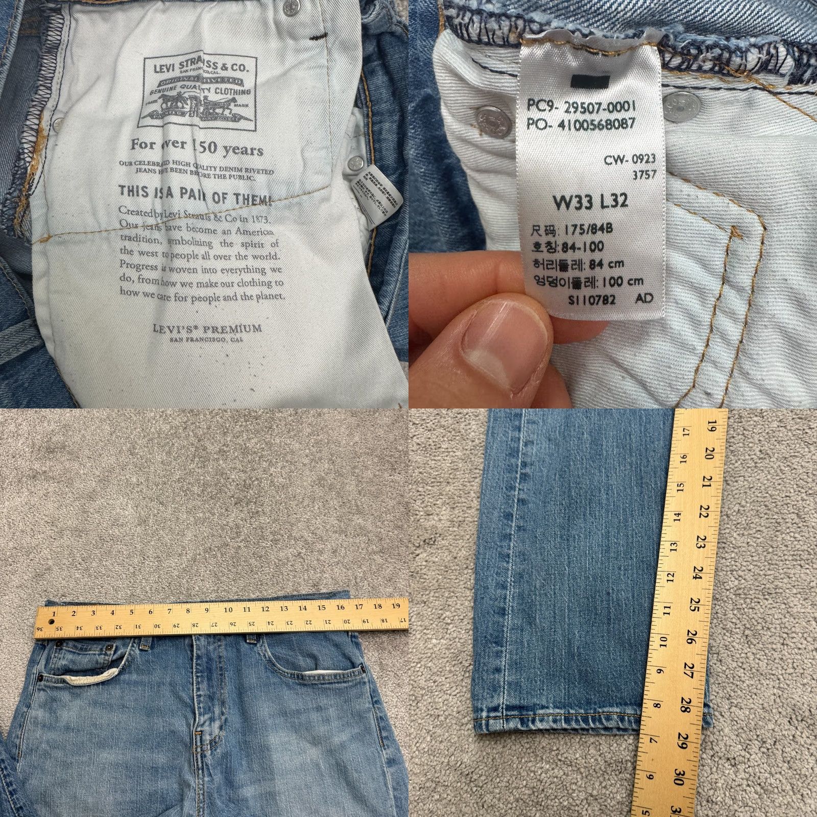 Levi's Levi's 502 Regular Taper Denim Jeans Mens 33x29 Blue Medium Wash Classic Size US 33 - 9 Thumbnail