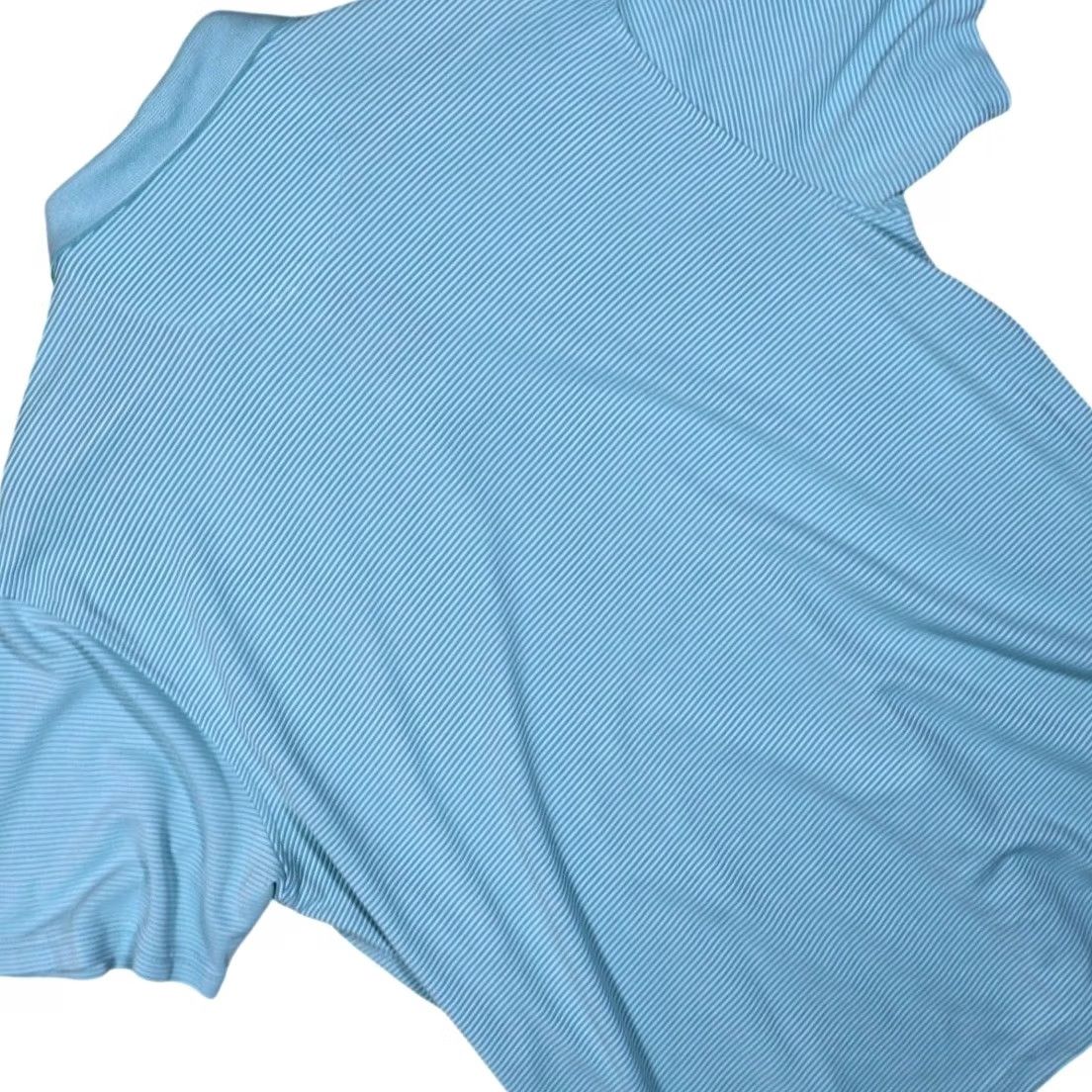 Van Heusen Van Heusen Mens Large Light Blue Stripe Golf Polo Shirt Short Sleeve Size US L / EU 52-54 / 3 - 4 Thumbnail