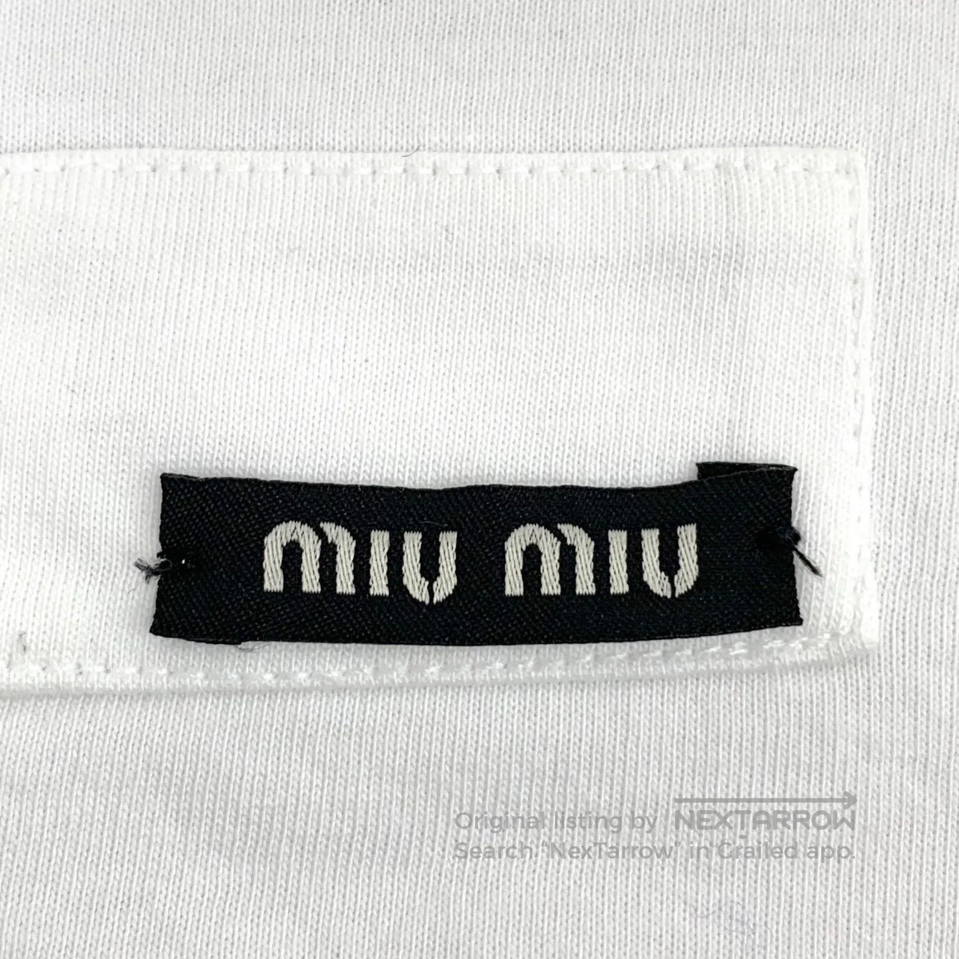 Miu Miu Miu Miu White Ruby Diamond Round Neck T-shirt. Size M / US 6-8 / IT 42-44 - 5 Thumbnail