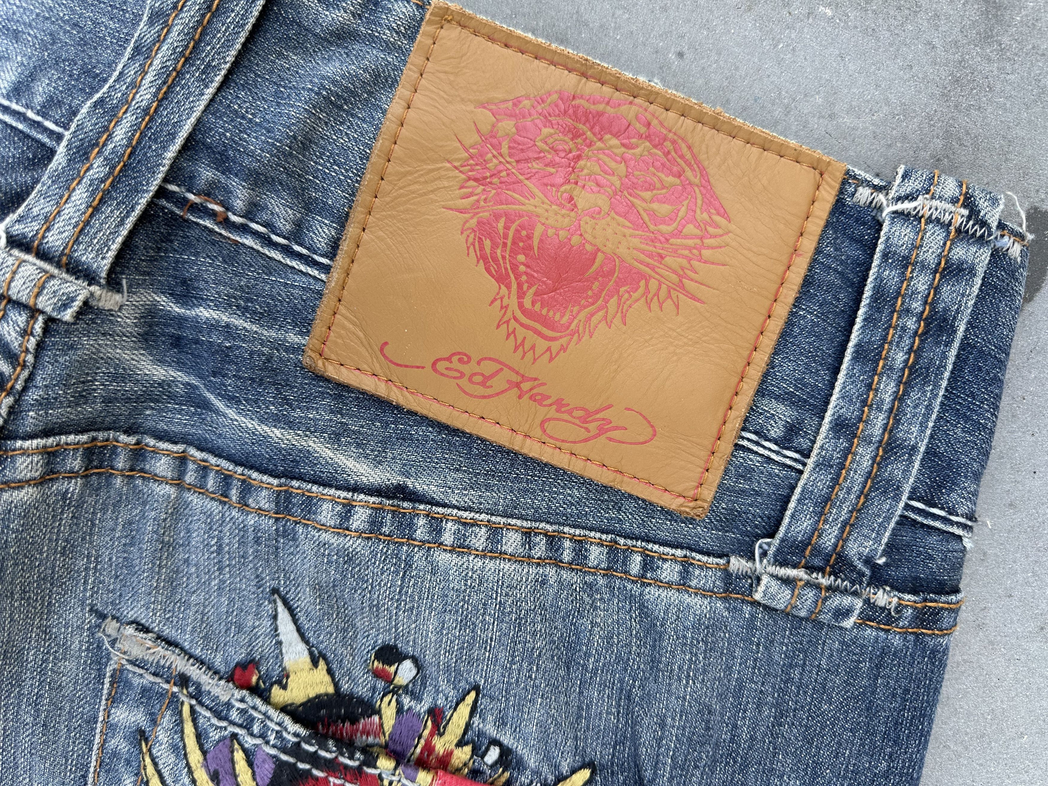 Ed Hardy Ed Hardy Skull Embroidered Denim Jeans Size US 32 / EU 48 - 12 Thumbnail
