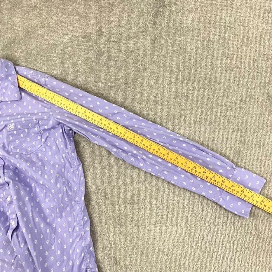 Ariat Ariat Real Shirt Womens Large Purple White Paisley Button Western Rodeo Cowgirl Size L / US 10 / IT 46 - 6 Thumbnail