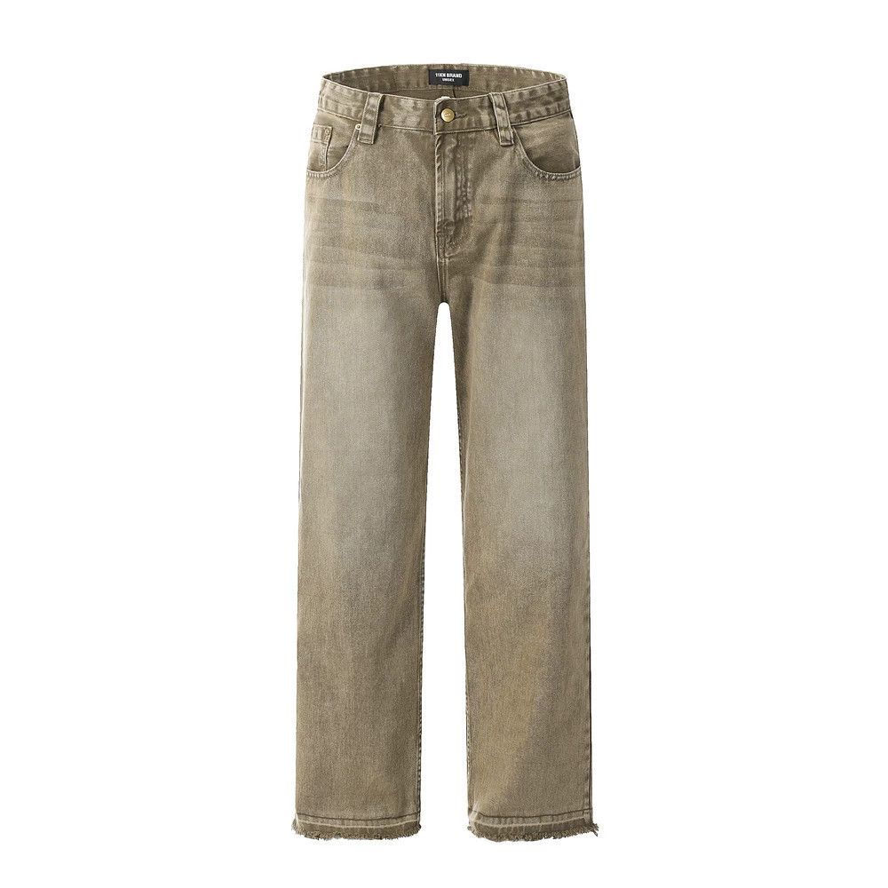 Jean American retro wide-leg washed distressed raw edge jeans Size US 32 / EU 48 - 1 Thumbnail