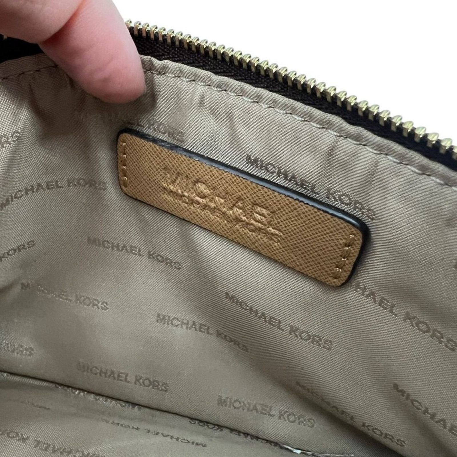 Michael Kors Michael Kors Double Zip Wristlet Leather Brown Tan Size ONE SIZE - 2 Thumbnail