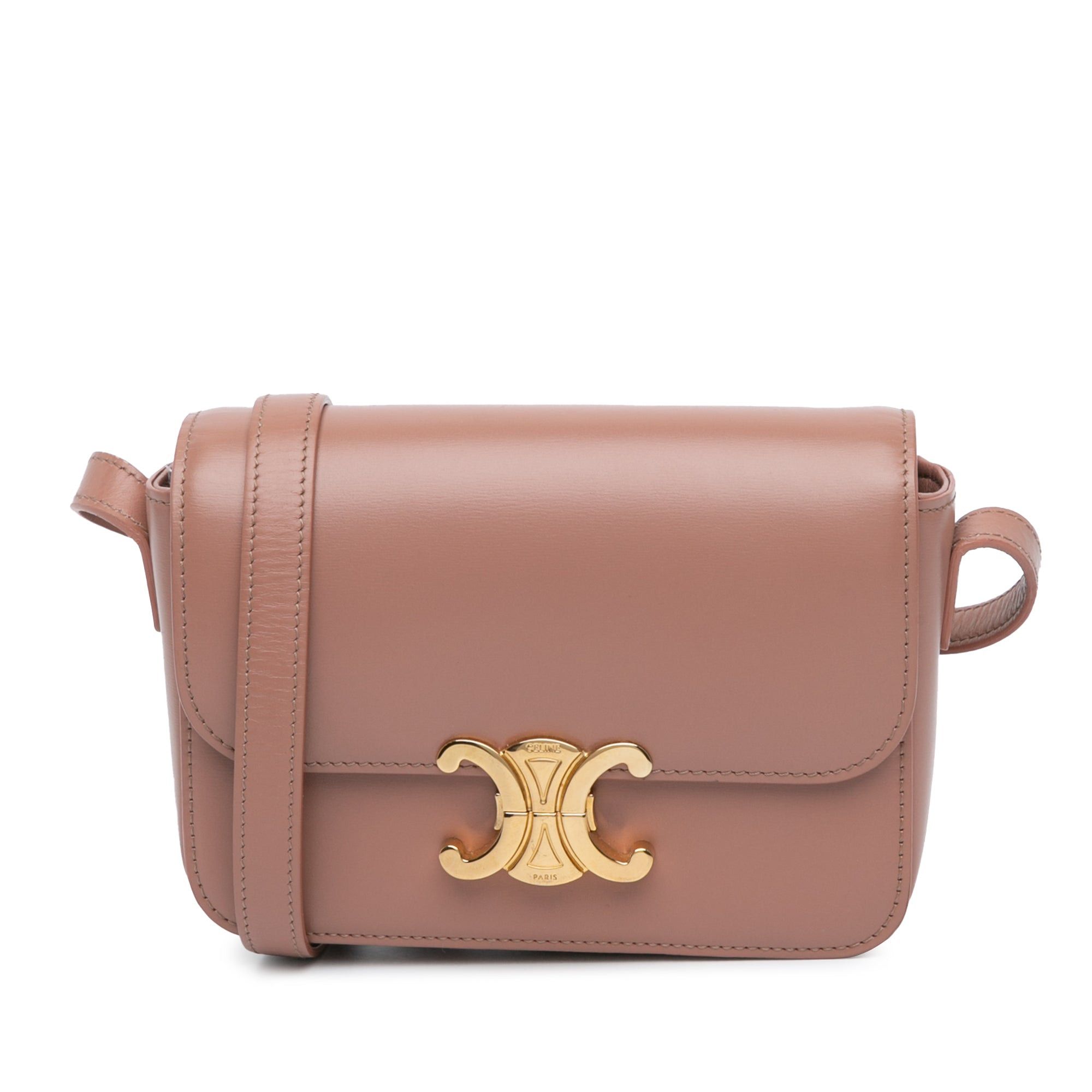 Celine Celine Teen Shiny Calfskin Triomphe Crossbody Brown Size ONE SIZE - 1 Thumbnail
