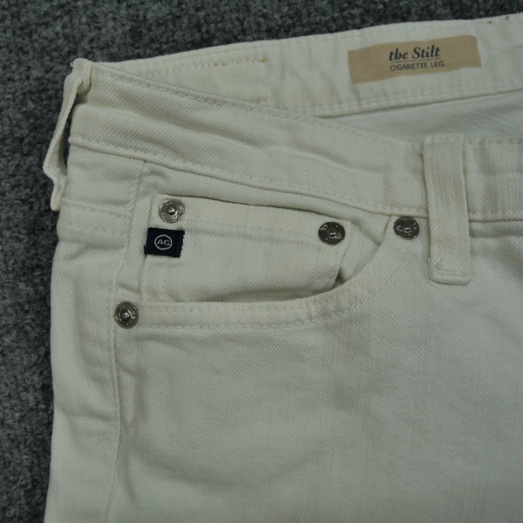 Vintage AG Adriano Goldschmied Jeans Womens 28R 28 White Cropped Raw Hem The Stilt Shirt? Size 28" / US 6 / IT 42 - 2 Thumbnail