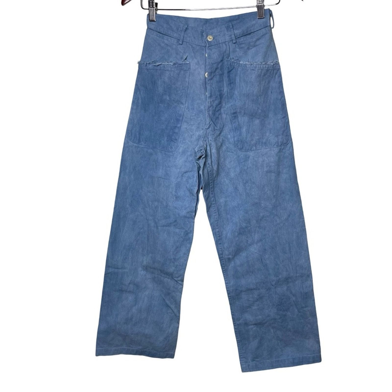 image of As Ever Nyc Brancusi Pant Cotton High Rise Flare Leg 24 in Blue, Women's