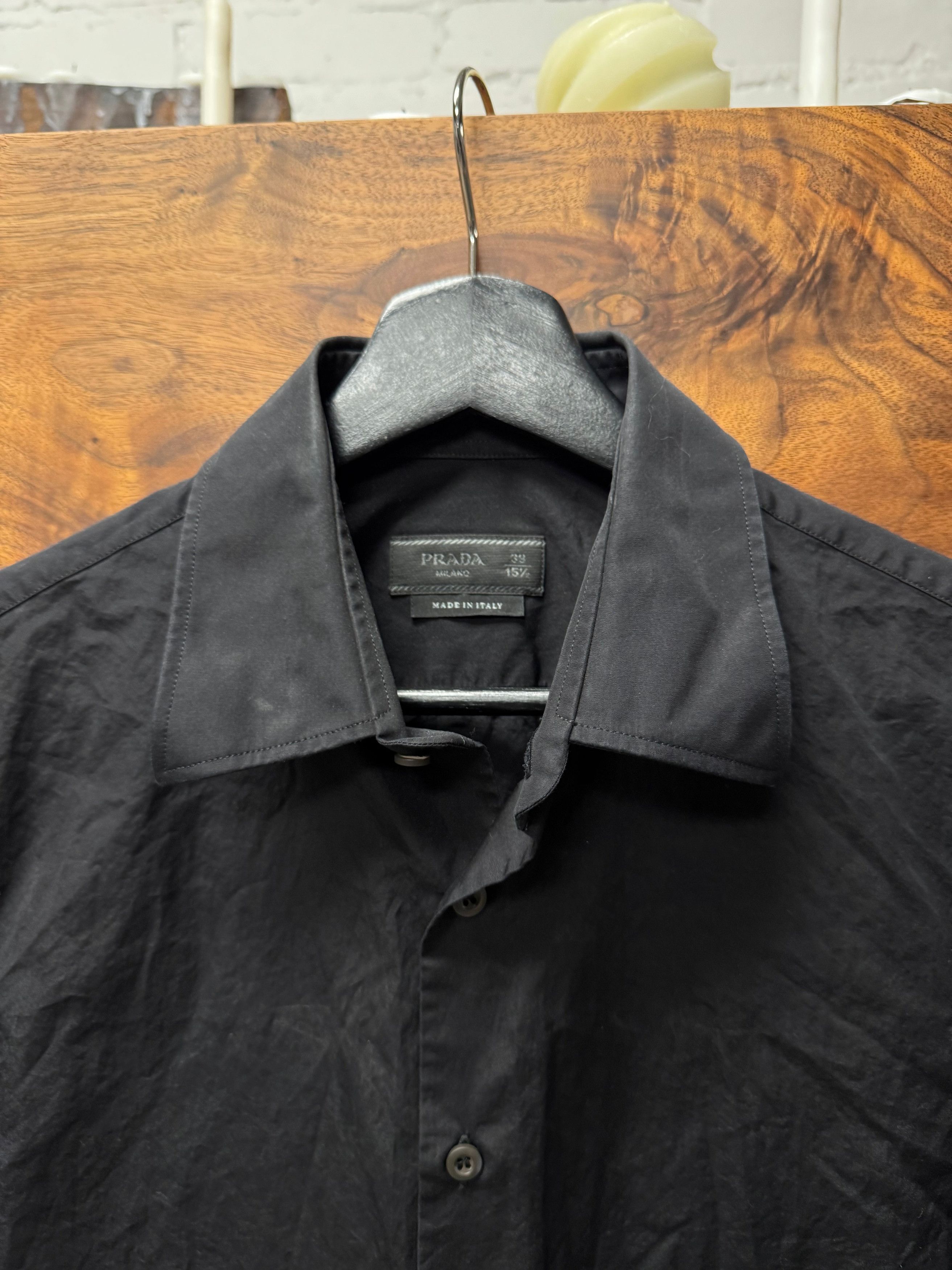 Prada Prada Black ‘Saffiano’ Emblem Button Up Shirt Size US M / EU 48-50 / 2 - 2 Thumbnail