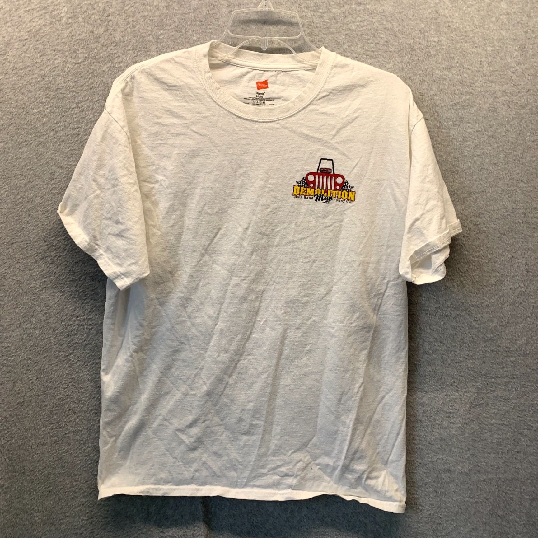 Hanes VINTAGE Demolition Man Shirt Hanes Mens Large White T-Shirt Funny Casual 2020s Man White Logo Crew Neck Short Sleeve Size US L / EU 52-54 / 3 - 2 Thumbnail