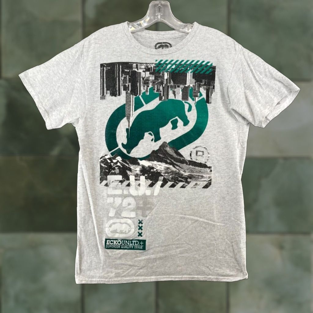 Ecko Unltd. Ecko Unltd Mens TShirt Medium Rhino Logo Graphic Print Crew Neck White Cotton Jersey Short Sleeve Classic Hip Hop Mens T-Shirt Size US M / EU 48-50 / 2 - 1 Thumbnail