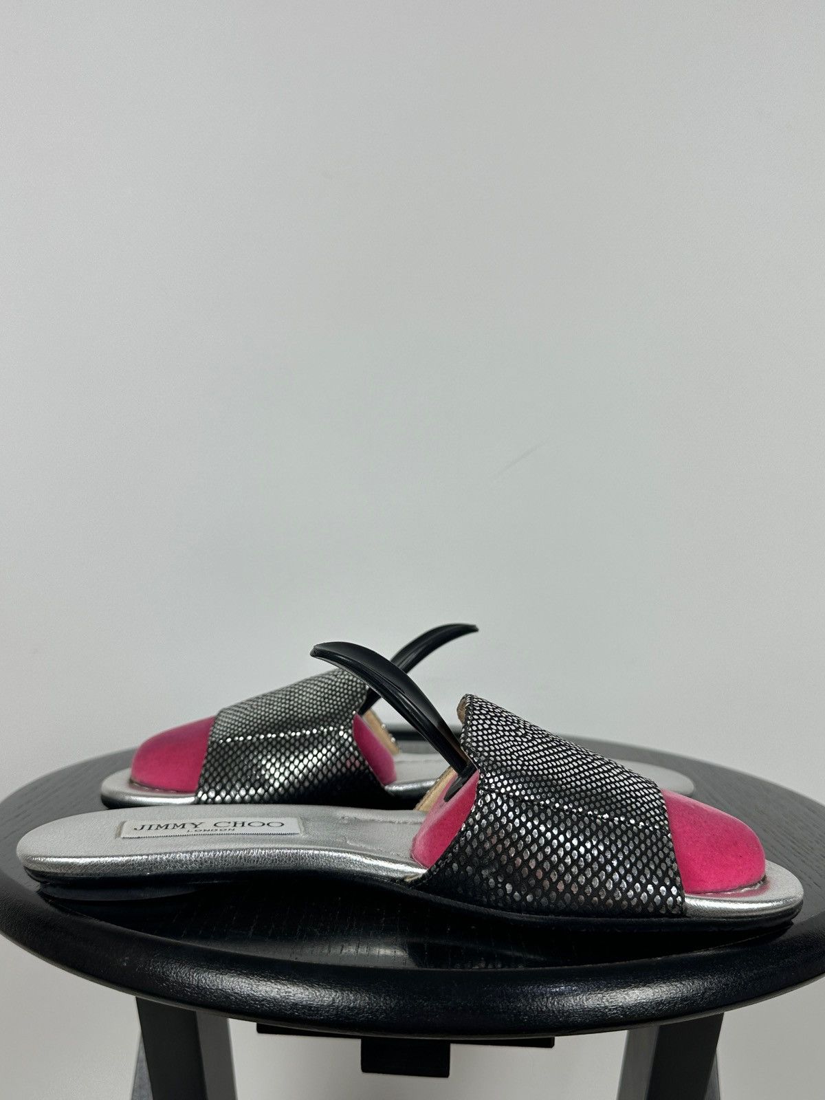 Jimmy Choo Jimmy Choo Metallic Black Snake Leather Slides Sandals Size US 6 / IT 36 - 13 Thumbnail