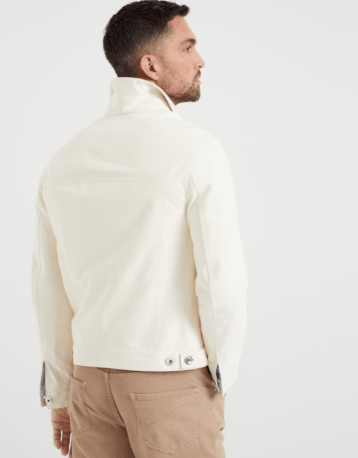 Brunello Cucinelli Leather Jacket in Open White Size US S / EU 44-46 / 1 - 2 Thumbnail