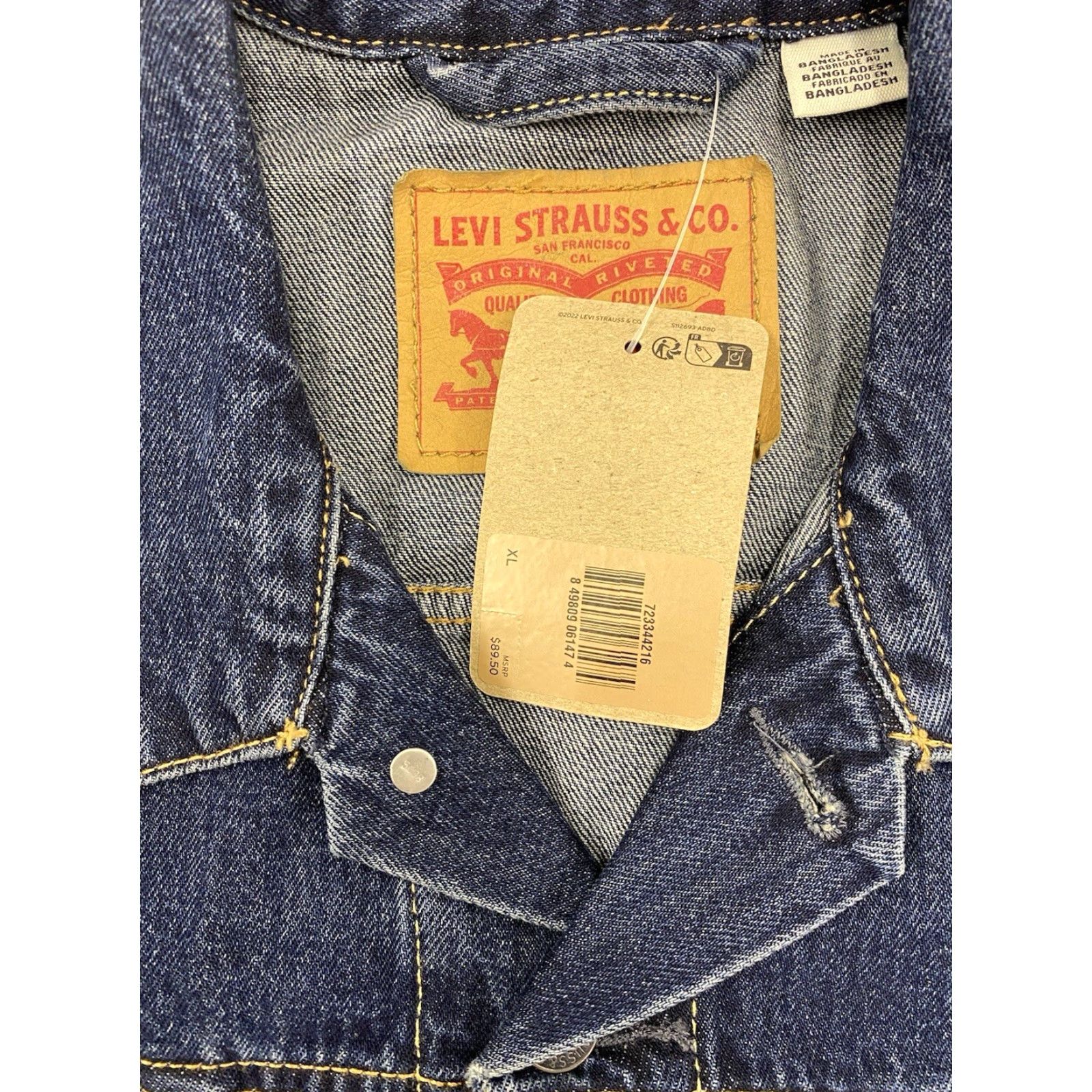 Levi's Levi's Denim Trucker Jacket Men's XL Dark Rinse Indigo Cotton Red Tab Size US XL / EU 56 / 4 - 7 Thumbnail