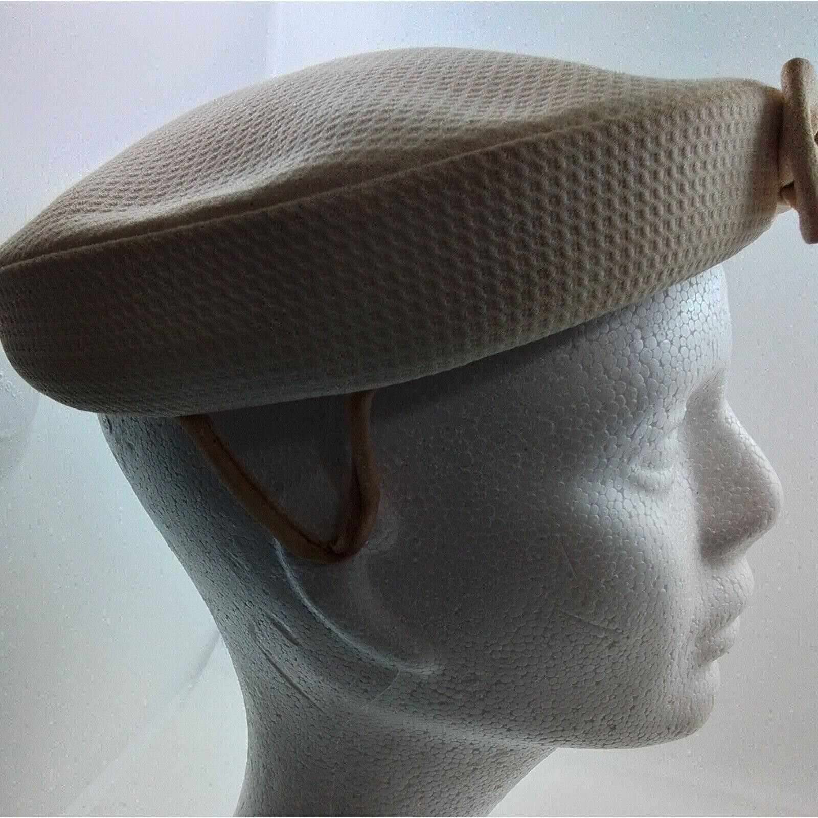 Designer Adjustable Head Size Ladies Hat with Bow-Off White. Size ONE SIZE - 4 Thumbnail