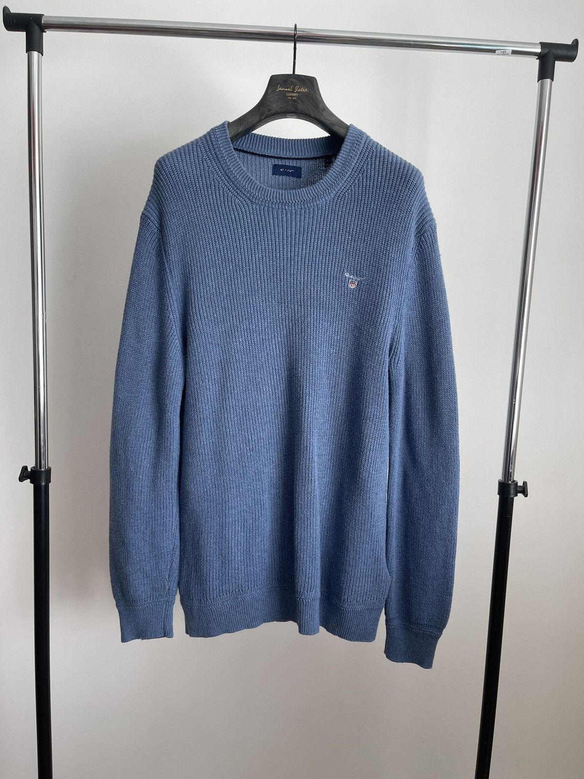 Gant Sweater wool Gant blue casual jumper knit crew neck Size US L / EU 52-54 / 3 - 1 Thumbnail