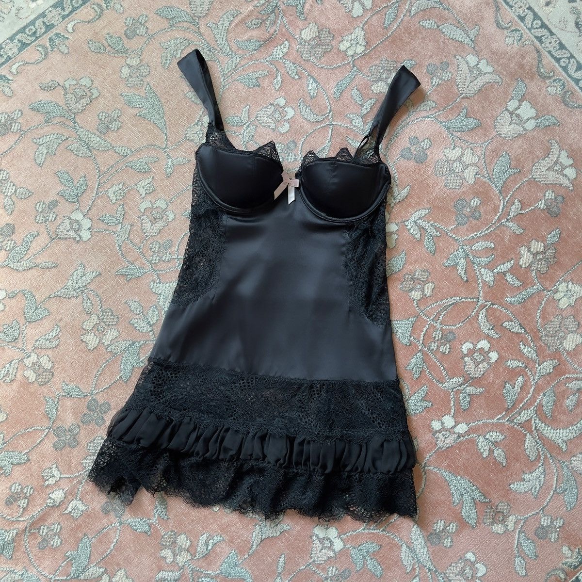 Victoria's Secret Romantic Black Lace Detail Bustier Slip Dress (34C/32D) Size ONE SIZE - 10 Thumbnail