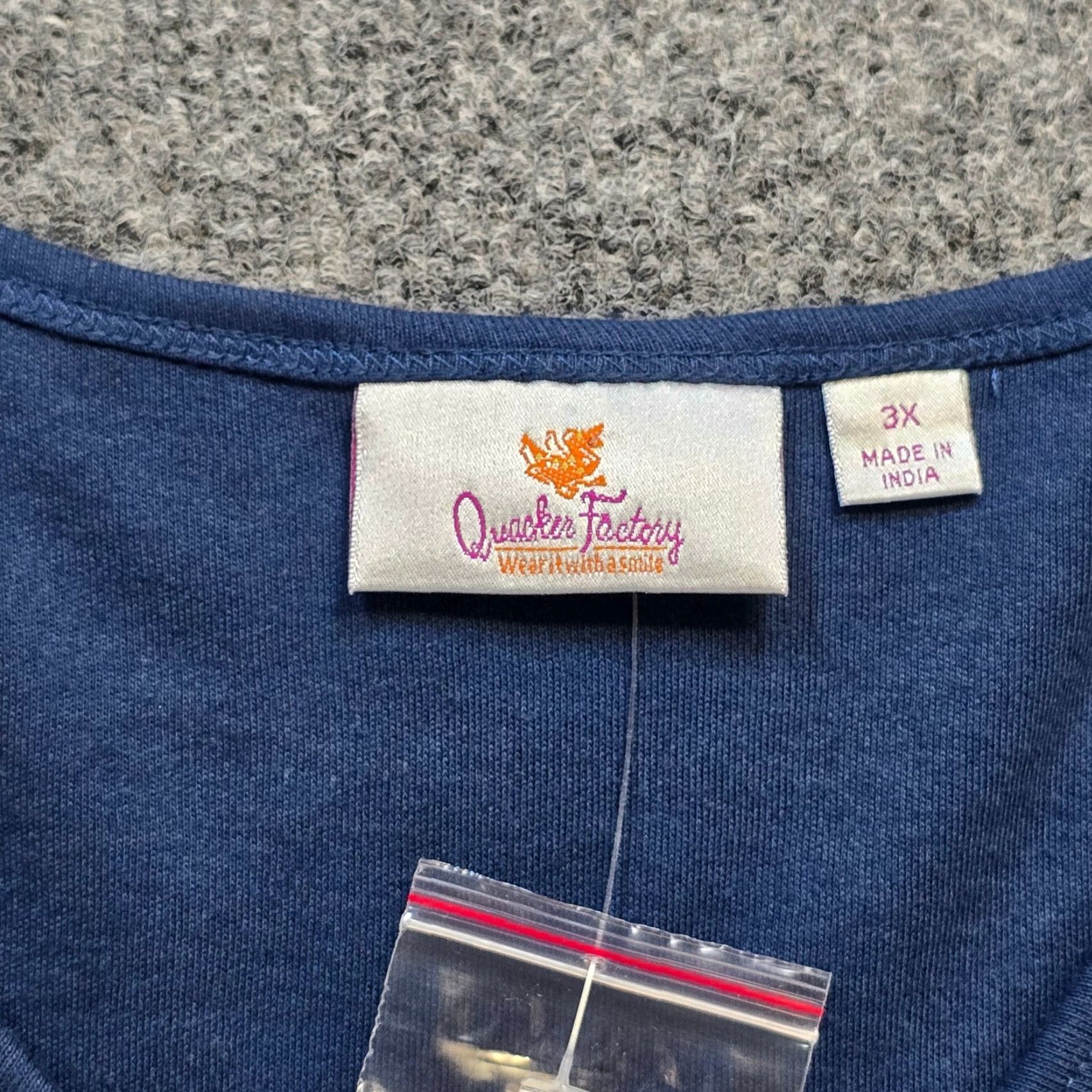Quacker Factory Quacker Factory Top Women 3X Blue Anchors Embroidered Nautical Classic Casual Blouse | Plus Size Knit Cotton 3/4 Sleeve Round Neck Pullover Womens Size XXL / US 16-18 / IT 52-54 - 3 Thumbnail