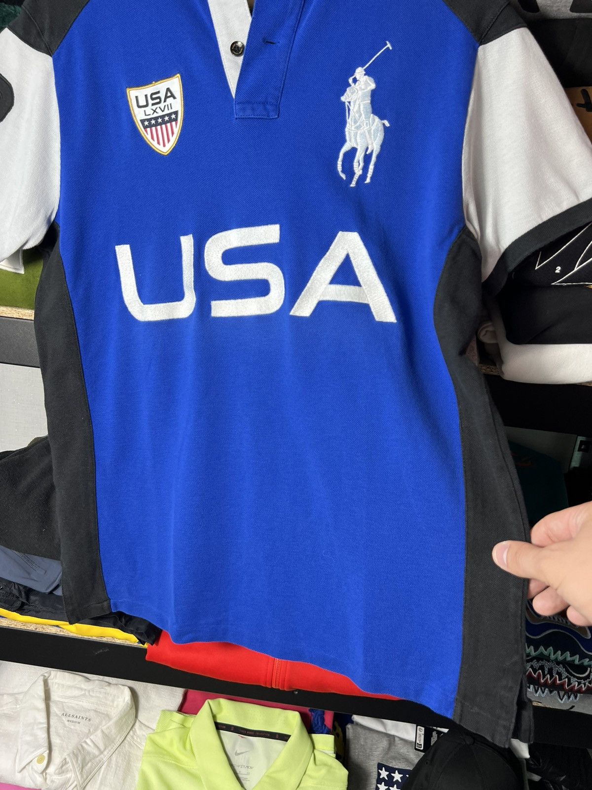 Polo Ralph Lauren Polo Ralph Lauren Blue White USA LXVII 2 Big Pony Polo Shirt Size US M / EU 48-50 / 2 - 7 Thumbnail
