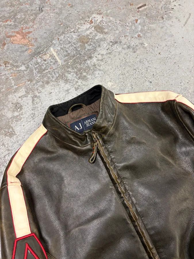 Armani 2000s Armani AJ Classic Biker Brown Leather Jacket Size US M / EU 48-50 / 2 - 5 Thumbnail