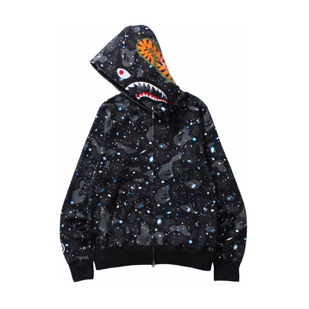 Relaxed Space Camo Full Zip Hoodie Black