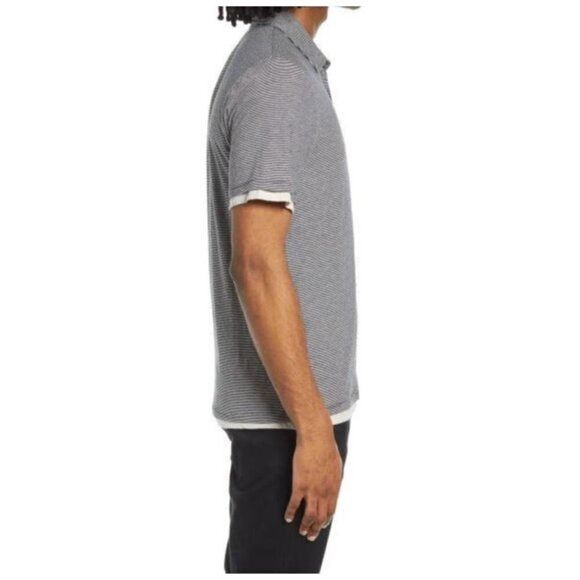 Vince Vince Mens Blue Striped Short Sleeve Layer Collared Button P Size US XL / EU 56 / 4 - 5 Thumbnail
