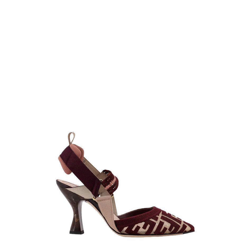 FENDI Colibri $1150 Burgundy FF Fabric 55mm Pumps New (Women