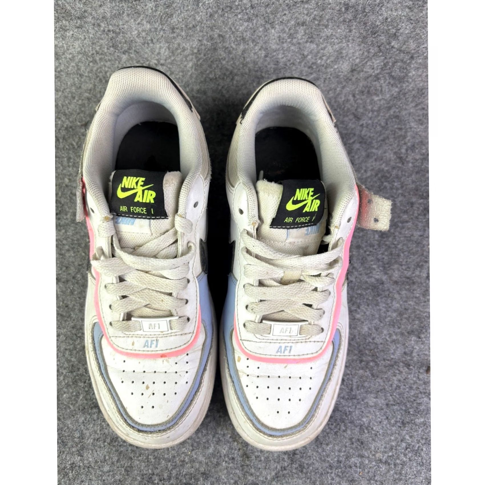 Nike Nike Air Force 1 Shadow Women Sneakers White Pink Blue Neon FJ0735-100 Size 6 US 6 Platform Leather Logo Cushioned Casual Sneakers Size US 4 / IT 34 - 3 Thumbnail